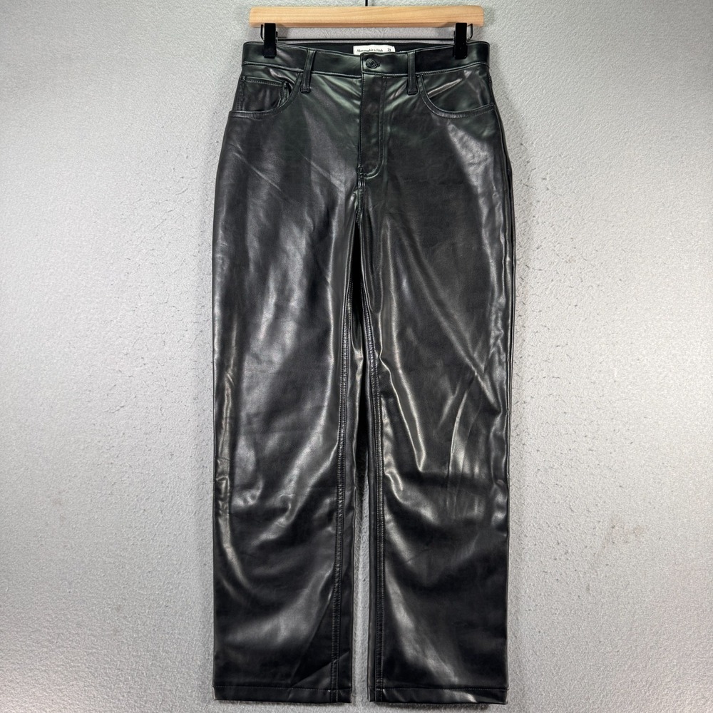 Abercrombie & Fitch 90s Straight Ultra High Rise Vegan Leather Jeans Womens 6/28
